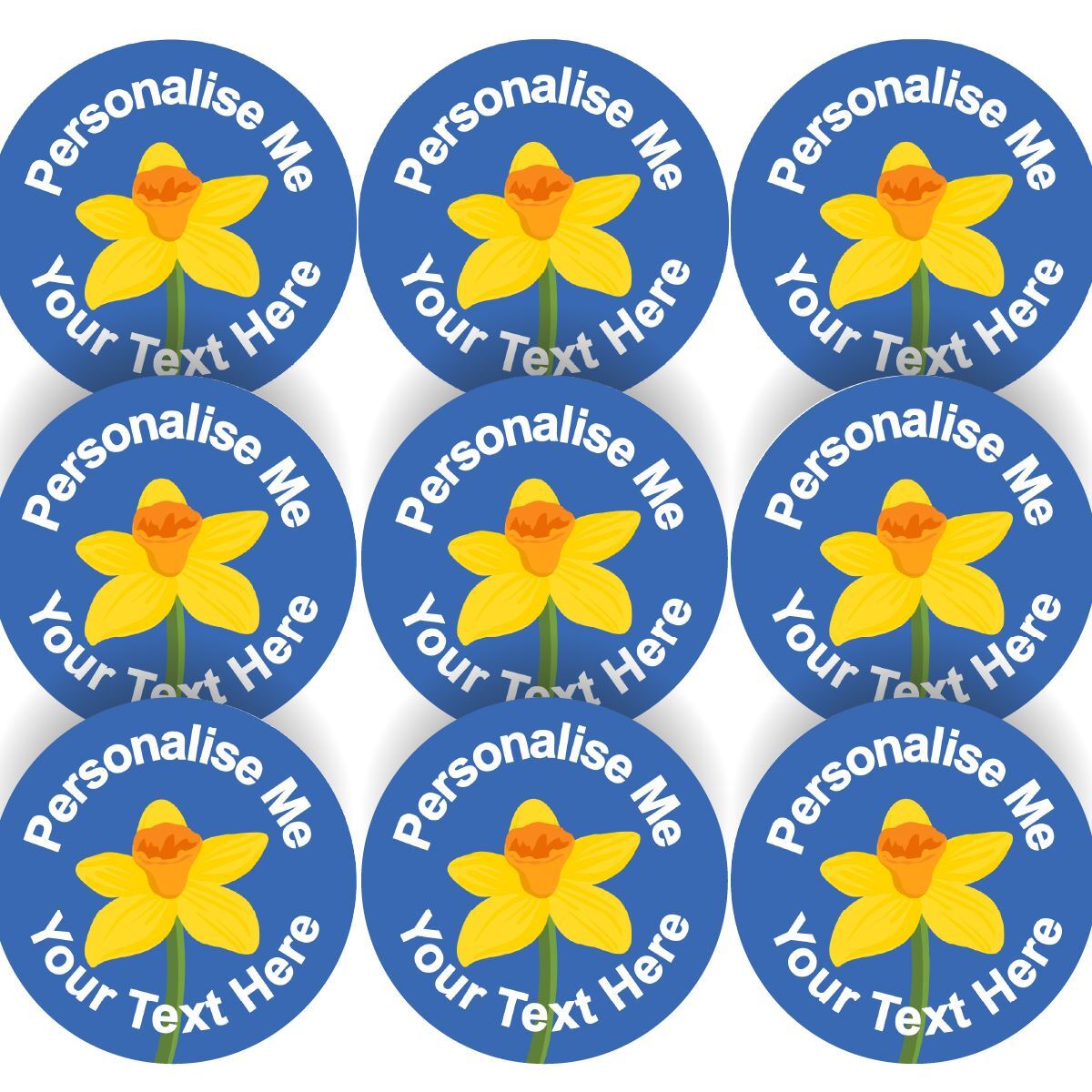 144 Daffodil Personalised 30mm Reward Stickers, School Teachers, Packaging