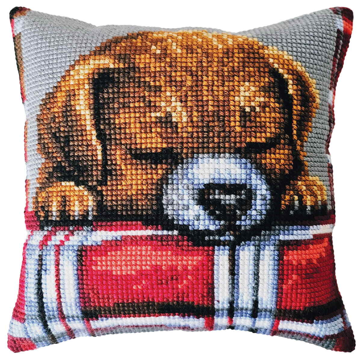 CDA stamped cross stitch kit cushion ""Beloved puppy"", 40x40cm, DIY