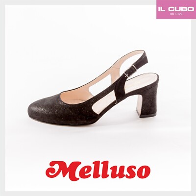 MELLUSO DAMENSCHUH SANDALE WILDLEDER BRILLANT FARBE SCHWARZ ABSATZ H 6 CM