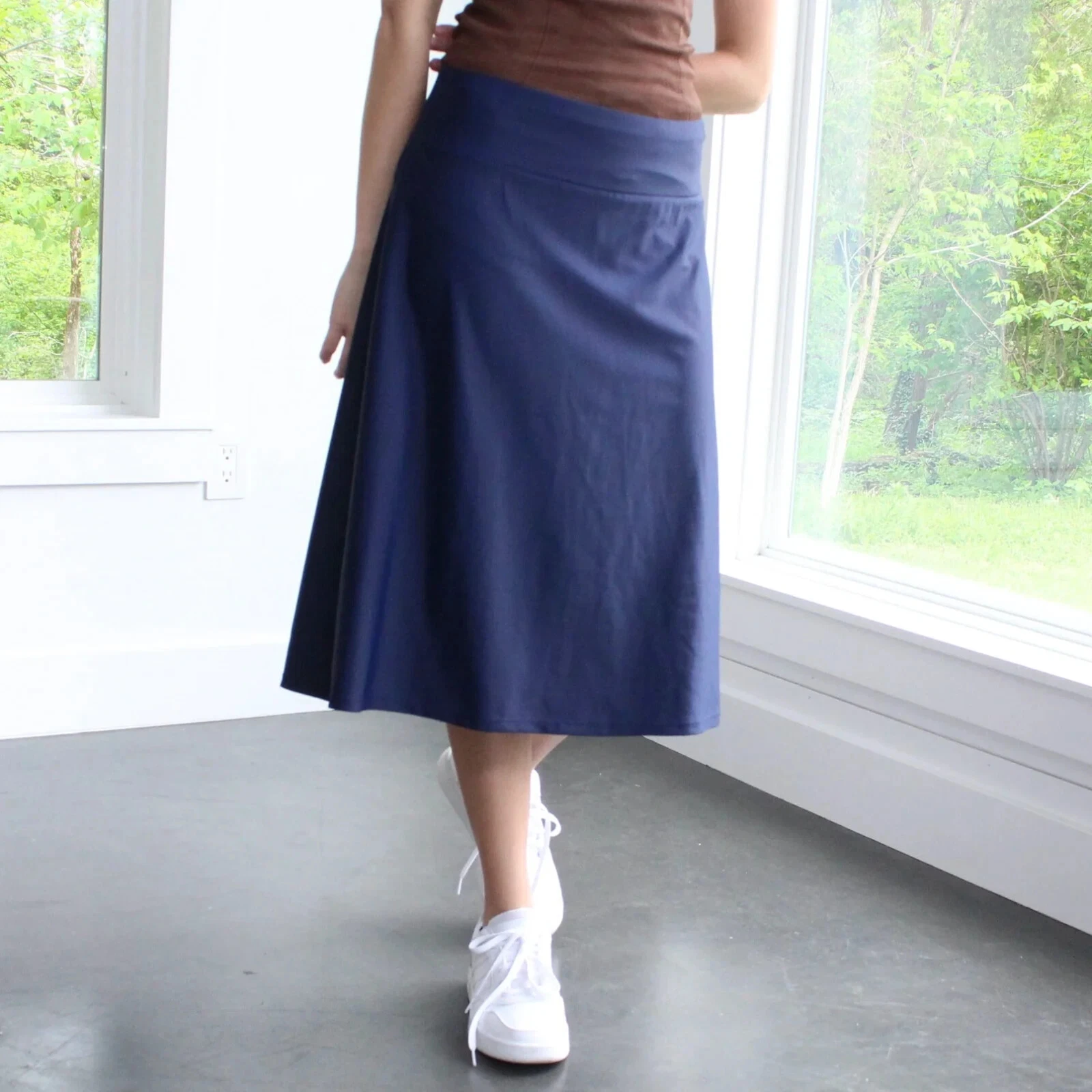 NWT Calypsa Long Midi Modest Navy Swim Skort Sizes S - 4XL Athletic Skirt Shorts