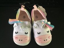 Unicorn shoes with rainbow tassels for infant/baby, size 5, new