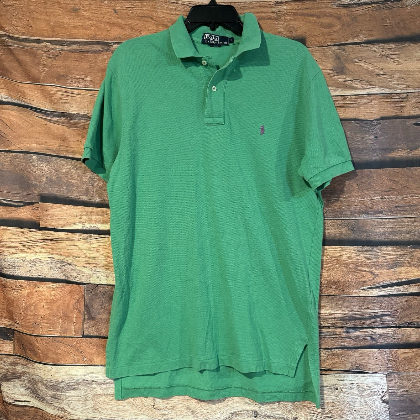 Polo Ralph Lauren camicia media manica corta stelo verde viola pony golf outdoor