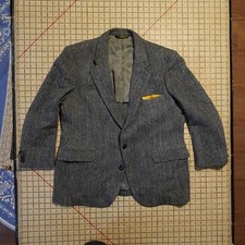 Vintage 60s Harris Tweed Herringbone Wool Sport Jacket Sz 46 Made In USA
