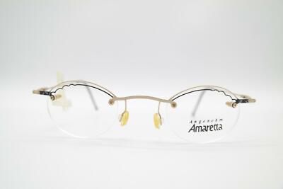 Vintage Amaretta by Argenta 55A Gold Schwarz Silber Halbrand Brille NOS