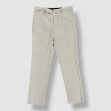 Perry Ellis Portfolio Mens Gray Slim-Fit Tonal Windowpane Dress Pants Sz 36W 34L