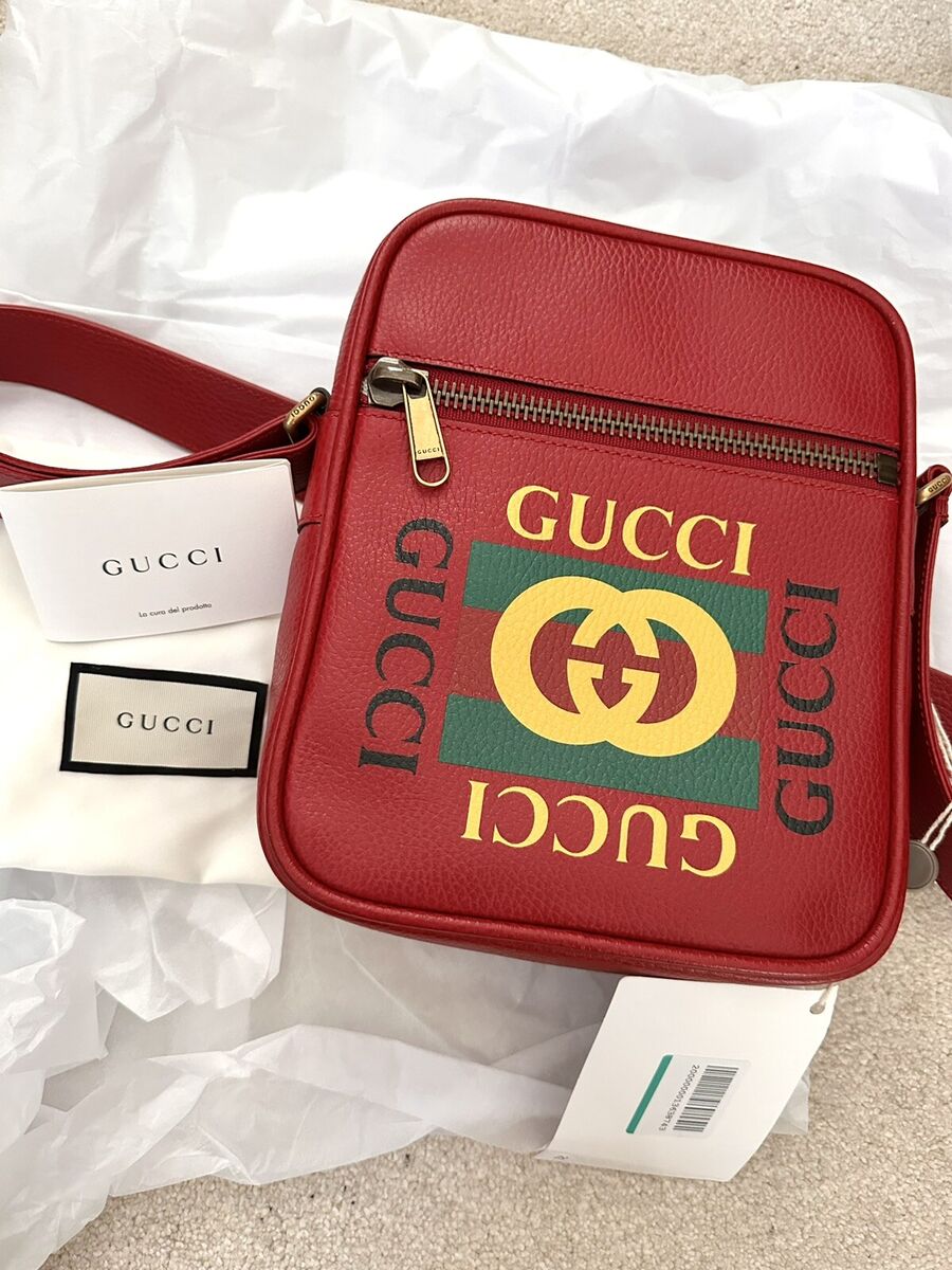 GUCCI CRIPTO PRINT RED LEATHER MESSENGER CROSSBODY BAG HARD GUCCI CRIPTO PRINT RED LEATHER MESSENGER CROSSBODY BAG HARD