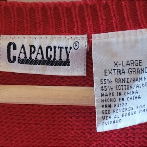Capacity Vintage Patriotic Americana Heart Red White Blue Sweater Vest Novelty - Picture 4 of 4