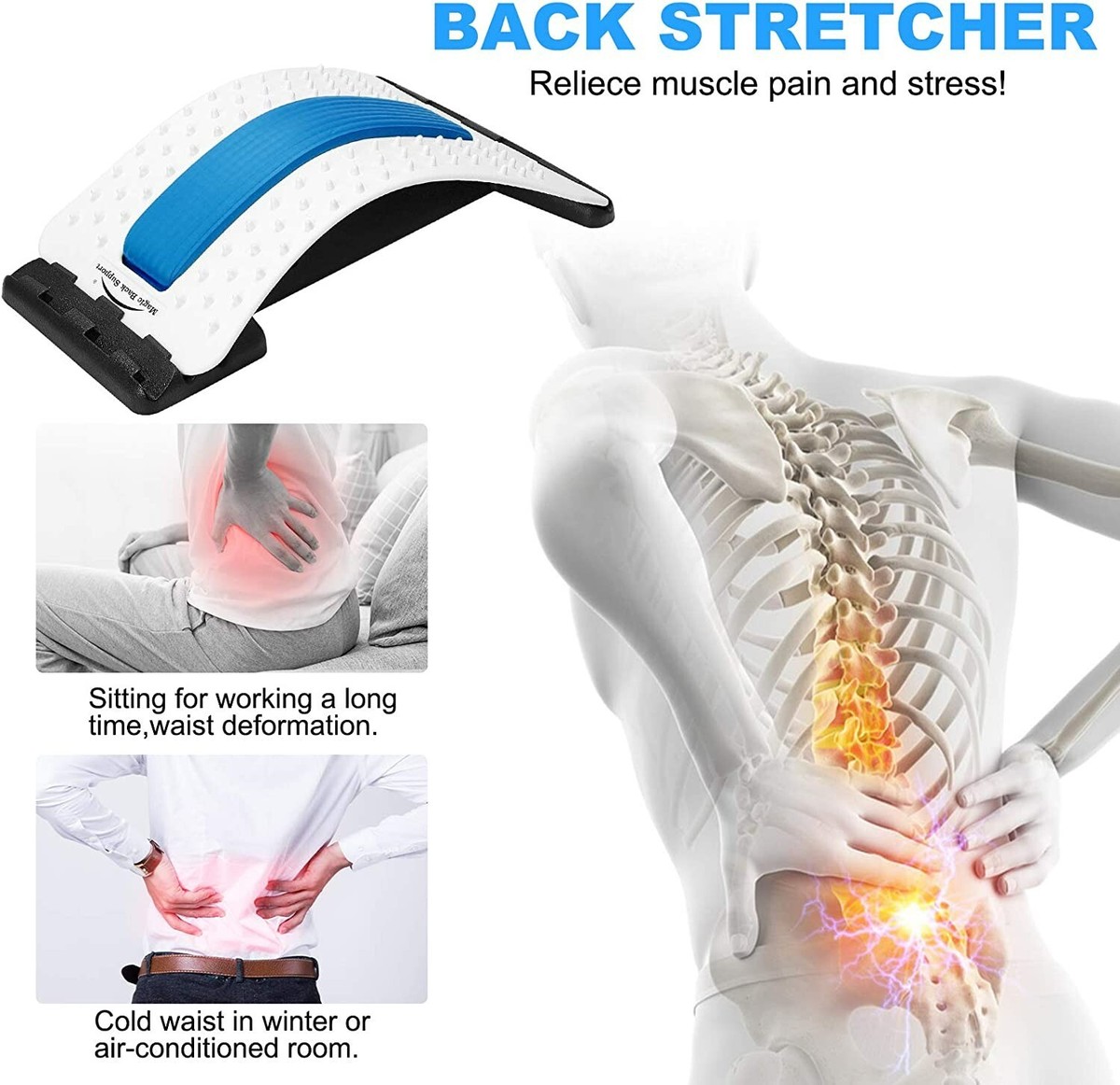 Neh Magic Lumbar Support Back Stretching Device Pain Relief