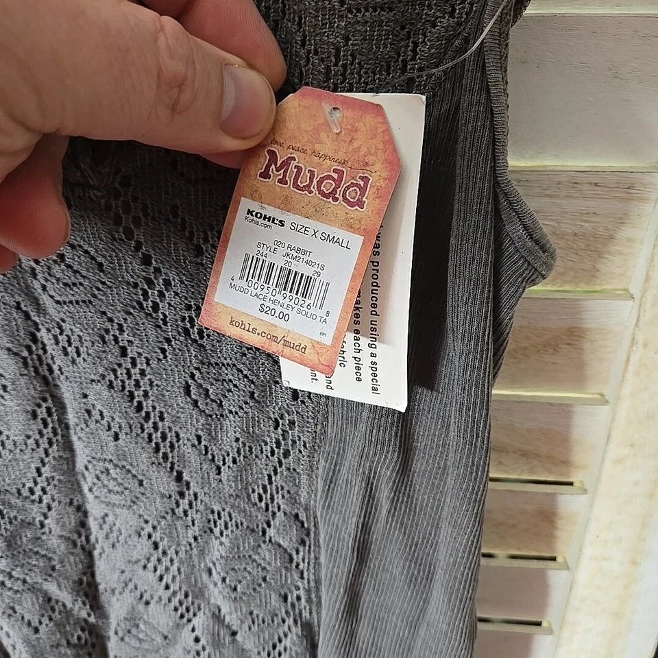 Mudd Tank Top Womens XS Gray Juniors Gym Workout Long Loose Fashion Pajamas - Image 4 of 4