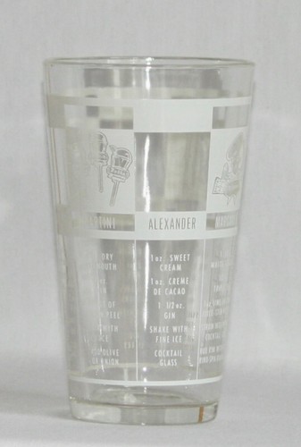 Vintage Bartender Drink Shaker Federal Glass Mixology Recipe Tumbler 6" H - Picture 3 of 9