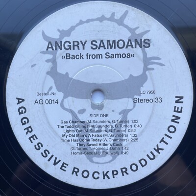 ANGRY SAMOANS Back From Samoa ORIG 1982 German LP, Punk KBD, Aggressive Prod VG