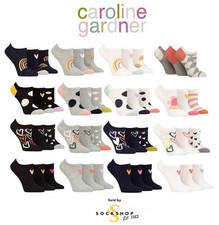 Caroline Gardner Womens Trainer Socks Hearts Stripes Patterned Cotton in 3 Pairs