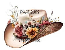 Sublimation Print Cowgirl Hat Ready to Press Heat Transfer