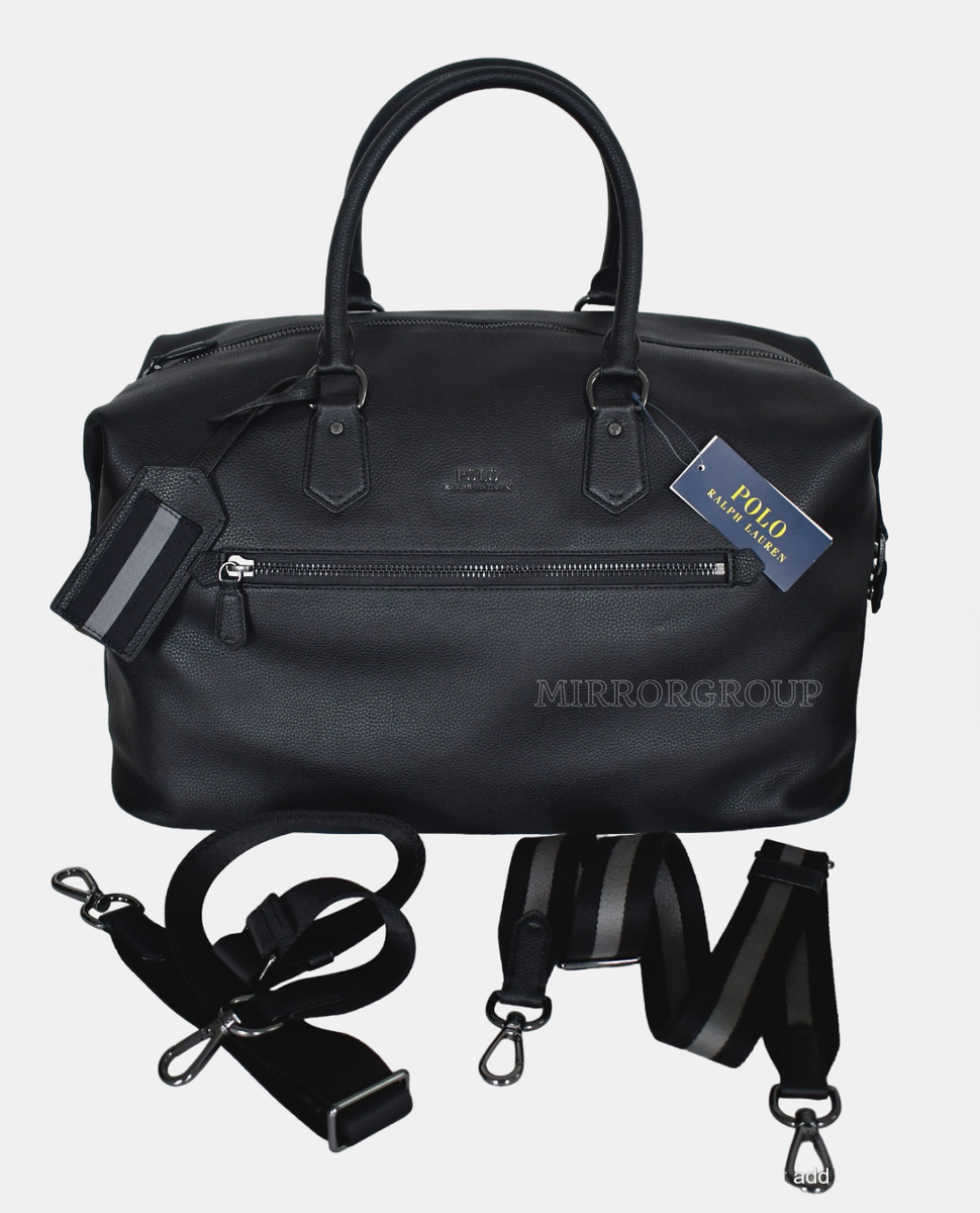 $725 NEW POLO RALPH LAUREN Black PEBBLED LEATHER Duffle