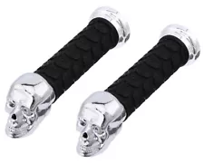 F&R Lowrider Bicycle Grips SKULL Black & Chrome Beach Cruiser Chopper BMX Bike