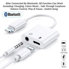 2-in-1 Splitter Charge & Headphone Adapter 3.5mm to 8 Pin Cord for iPhone