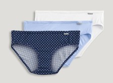 New Jockey Women's size 7 Bikini Underwear Supersoft Comfy 3 Pack White Blue Dot