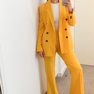 zara yellow suit