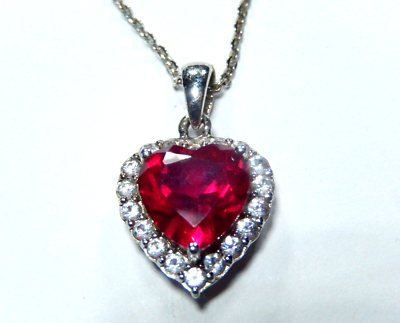 【SOFT SEOUL】 ruby heart necklace red / silver Sterling Silver 4.00ct Lab Created Red Ruby Heart Shaped