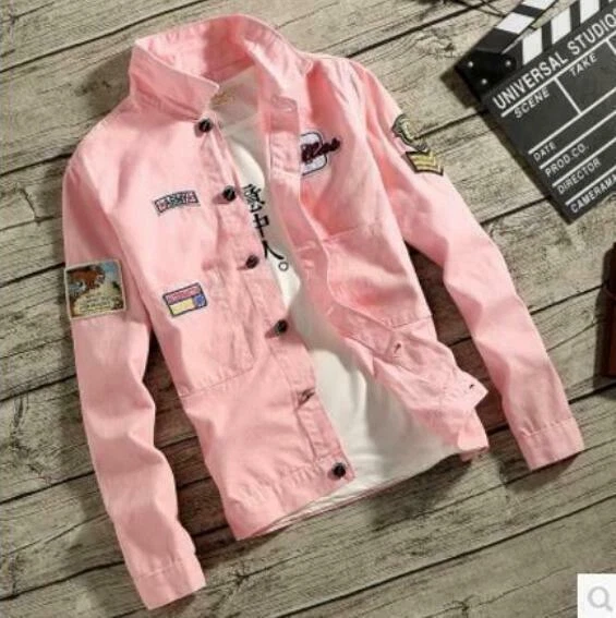 Men s Military Pilot Denim Jacket Slim Fit Jean Coat Flight Jacket
