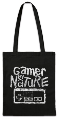 Gamer By Nature Stofftasche Einkaufstasche Fun Nerd Gaming Games Computer PC