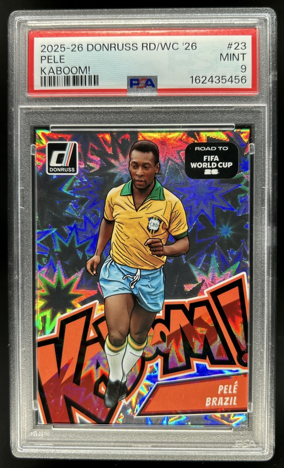 2025-26 Panini Donruss Road to FIFA World Cup 26' Pele Kaboom SP #23 PSA 9 view 1