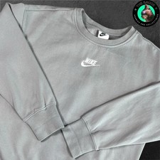 Nike Crewneck Sweatshirt Youth Large Gray Embroidered Logo Big Swoosh Retro Gym