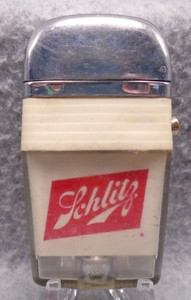 Vintage-RARE-"SCRIPTO-VU SCHLITZ BEER" windproof advertising lighter WHITE BAND