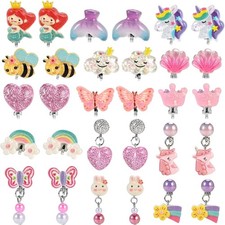 15 Pairs Clip on Earrings for Girls 4-6 10-12, Cute Kids Earrings...