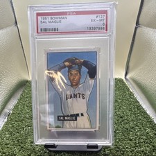 Bowman 1951 Sal Maglie #127 PSA 6 Rookie New York Giants Baseball Card. rookie card picture