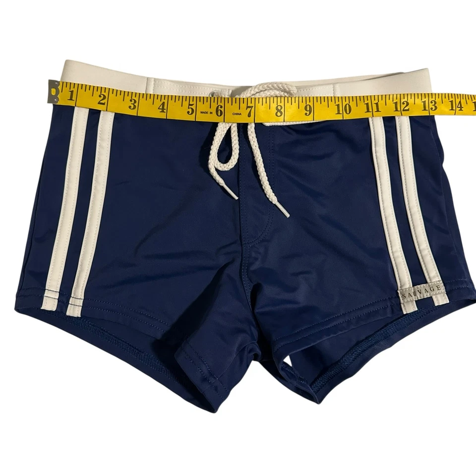 Nuevo con etiquetas Pantalón Corto de Natación Sauvage Riviera Squarecut Azul Marino 3"" Pequeño Foto 4 de 4