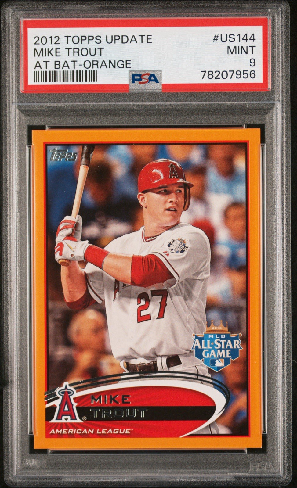 Mike Trout /210 2012 Topps Update Series At Bat Orange #US144 PSA 9