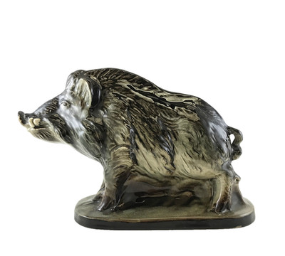 Wildschwein Saint-Clément - Große Vintage Keramik Statue 30 cm - Frankreich