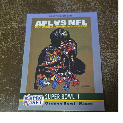 Pro Set 1990 Super Bowl II Packers vs Raiders Theme Art Insert Card #2 NFL