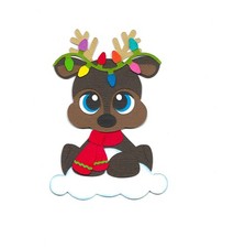 PREMADE SCRAPBOOK-PAPER PIECING-DIE CUT-WINTER-CHRISTMAS-HOLIDAY-REINDEER