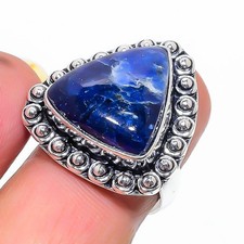 Ring Sodalite Gemstone Handmade 925 Sterling Silver Jewelry Size 7 V653