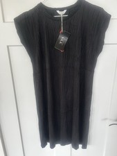 NWT Sleeveless High Neck  YYA Short Sweater Dress Midnight Blue Black M  PICS