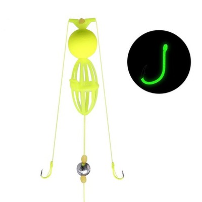  Floating Balls Baits Cage With Double Hook Fishing Soft Lures Steel Wire Cage