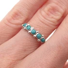 925 Sterling Silver Vintage Mexico Real Turquoise Band Ring Size 5.5