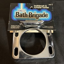 VTG NOS 1970-80s EKCO CHROME TUMBLER 4 TOOTHBRUSH CUP HOLDER BATHROOM WALL MOUNT