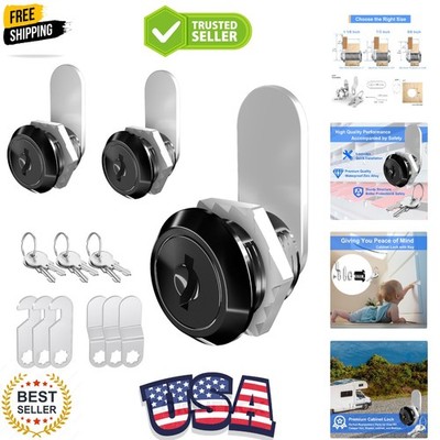3 Pack Cabinet Locks with Keys, 5/8'' Cam Lock Keyed Alike, RV Cabinet Lock fo...