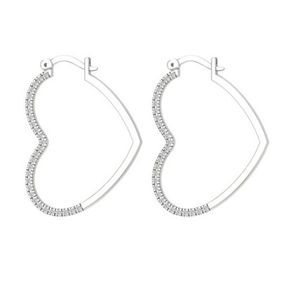 Sterling Silber Runde Labor gezüchtete Diamant Creolen Geschenk für Frauen