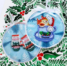 Kit de broderie de perles de chat rouge - ensemble de fabrication d'ornements...