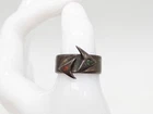 Vintage NAVAJO Natural Coral Turquoise Sterling Silver 8mm Band Ring 7g