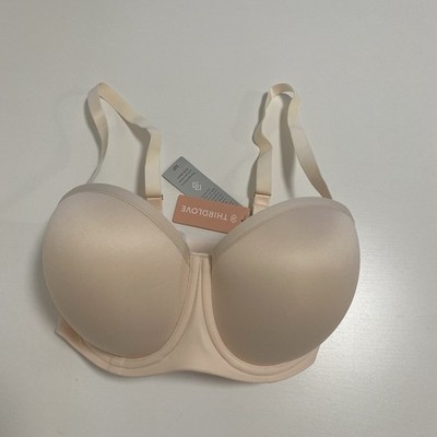 ThirdLove 24/7 Klassischer Trägerloser BH 32F Nude Mikrofaser Glatt Wandelbar...
