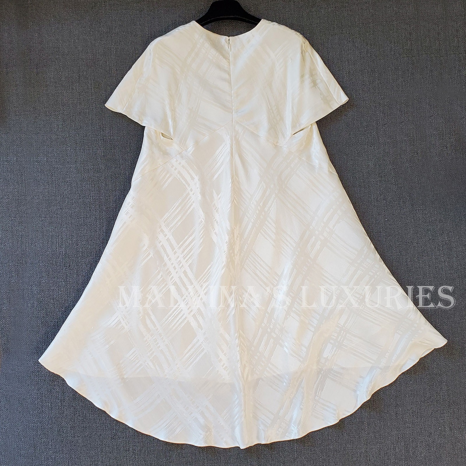 BALENCIAGA DRESS TENT TARTAN JACQUARD PRINT WHITE SILK ASYMMETRIC sz 36 / US 4 thumbnail 4