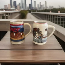 VTG Lot Of 2 Budweiser Mugs Clydesdales Stein Anheuser-Busch Ceramarte