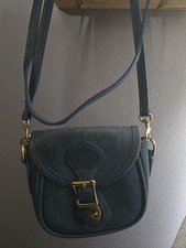 JW Hulme Co. Vintage Genuine Aged Leather Crossbody Purse, Made In USA, Blue
