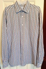 Bugatchi Shirt Mens Large Colorful Shaped Fit Flip Cuff Long Sleeve Cotton