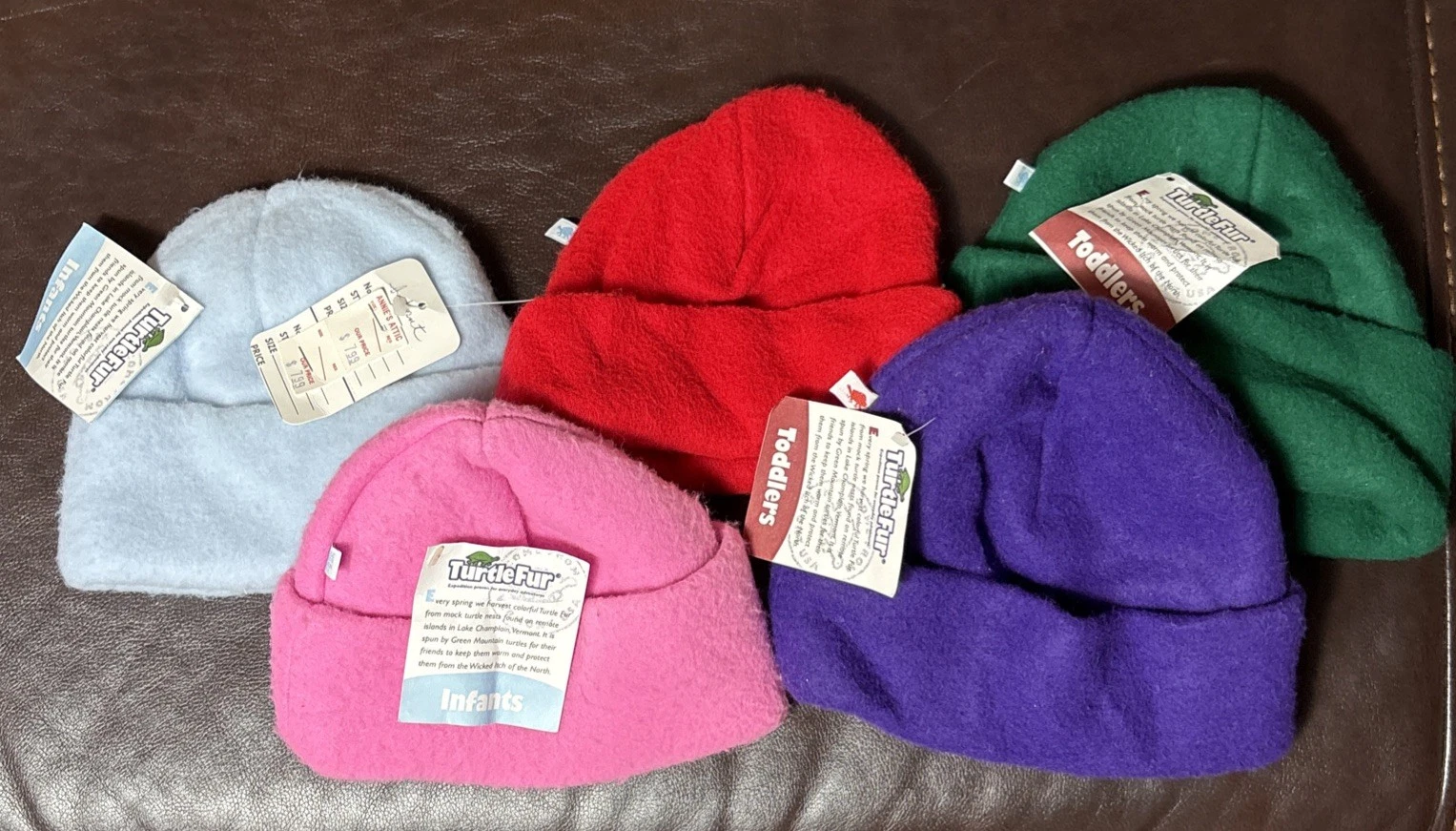 5 New Vintage Turtle Fur Infant Toddler Fleece Hats